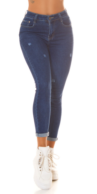 Hoge taille push-up jeans gebruikte used look blauw
